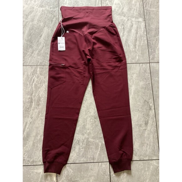 FIGS Scrub Pants Womens S Maternity Dark Red Zamora High Waisted Jogger Cargo - Picture 1 of 6